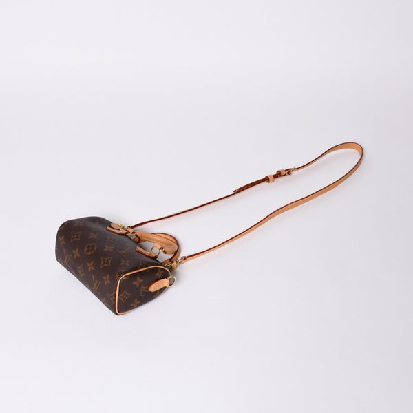 New Unused LOUIS VUITTON Nano Speedy Handbag 2WAY Bag M81085 Monogram Used 4a001234
