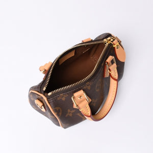 New Unused LOUIS VUITTON Nano Speedy Handbag 2WAY Bag M81085 Monogram Used 4a001234