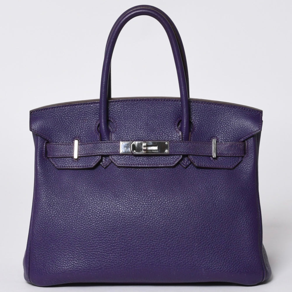 HERMES エルメス バーキン30 ハンドバッグ トゴ アイリス パープル シルバー金具 ☐N刻印 美品 中古 4a001125