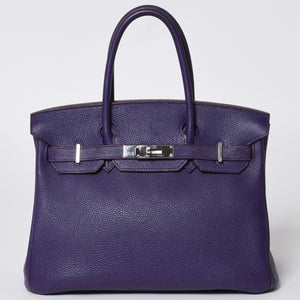 HERMES Birkin 30 handbag Togo Iris Purple Silver hardware ☐N stamp Good condition Used 4a001125