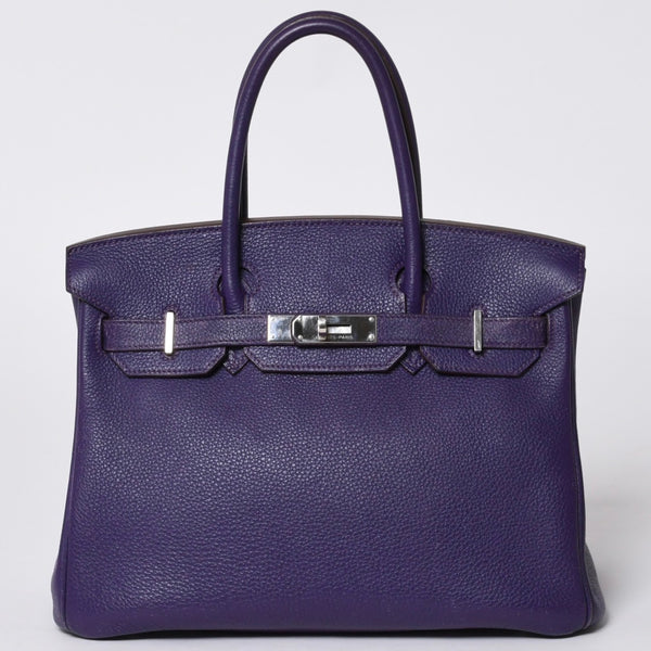 HERMES Birkin 30 handbag Togo Iris Purple Silver hardware ☐N stamp Good condition Used 4a001125