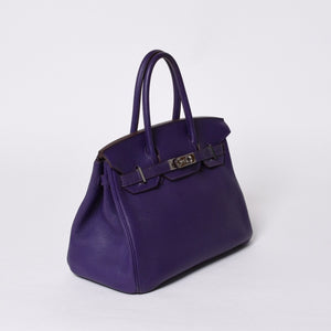 HERMES Birkin 30 handbag Togo Iris Purple Silver hardware ☐N stamp Good condition Used 4a001125