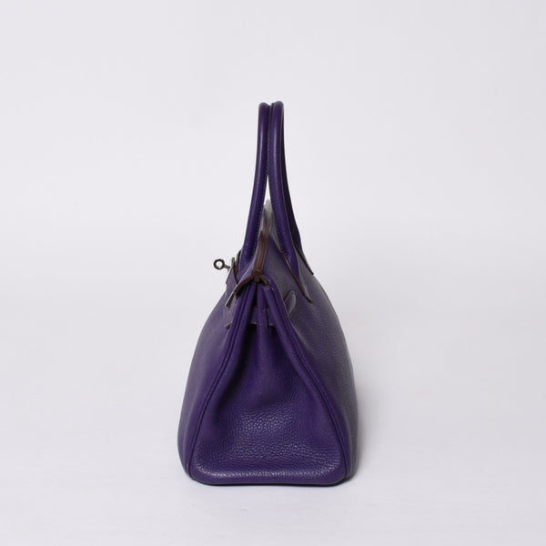 HERMES Birkin 30 handbag Togo Iris Purple Silver hardware ☐N stamp Good condition Used 4a001125