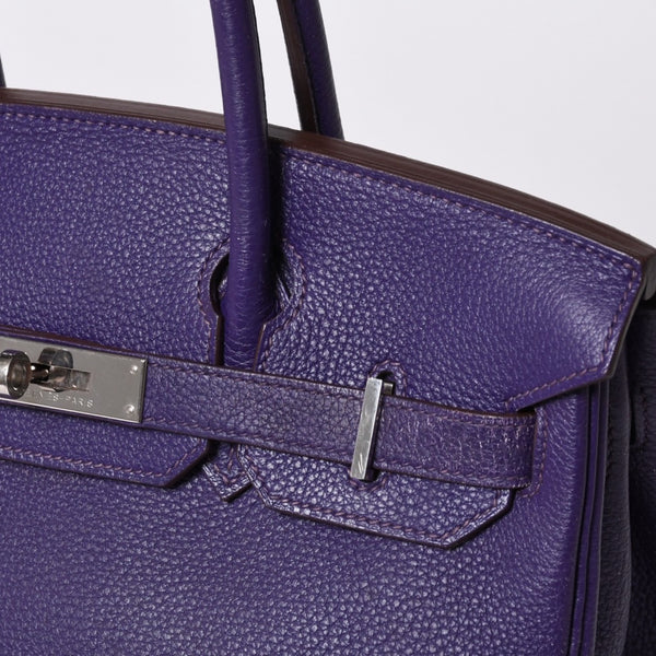 HERMES Birkin 30 handbag Togo Iris Purple Silver hardware ☐N stamp Good condition Used 4a001125