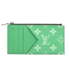 Very Good Condition LOUIS VUITTON Coin Card Holder M83102 Monogram Green Silver Hardware Used 4a001127