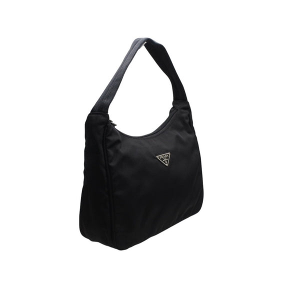 PRADA プラダ ホーボー ワンショルダーバッグ MV515 ホーボー トライアングルロゴ 三角ロゴプレート ナイロン ブラック 美品 中古 4a000738