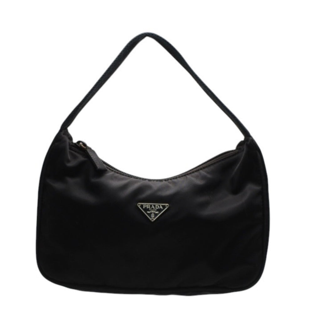 PRADA プラダ ホーボー ワンショルダーバッグ MV515 トライアングルロゴ 三角ロゴプレート ナイロン ホーボー ブラック 美品 中古 4a000858