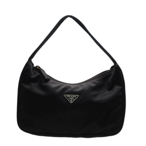 PRADA プラダ ホーボー ワンショルダーバッグ MV515 トライアングルロゴ 三角ロゴプレート ナイロン ホーボー ブラック 美品 中古 4a000858