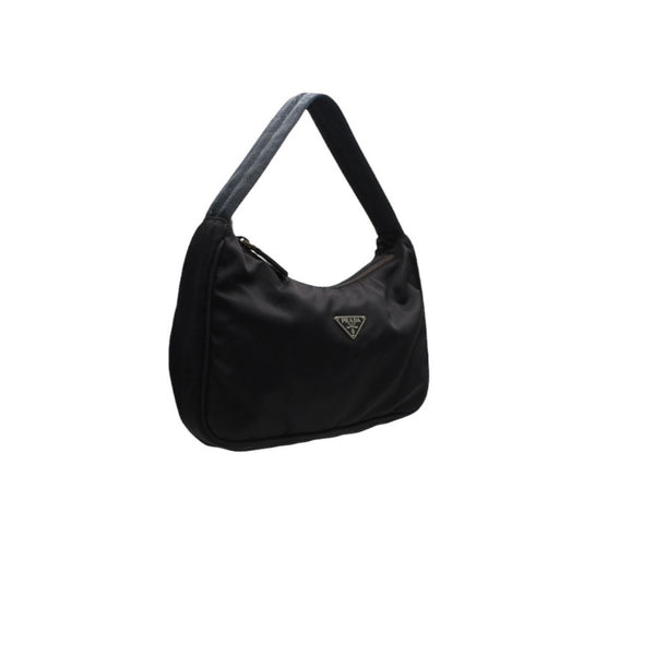 PRADA プラダ ホーボー ワンショルダーバッグ MV515 トライアングルロゴ 三角ロゴプレート ナイロン ホーボー ブラック 美品 中古 4a000858