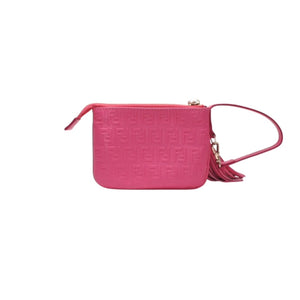 Very Good Condition FENDI Fringe Pouch Mini 8M0244 2220-BRF-108 Pink Gold Hardware Leather Used 4a001112