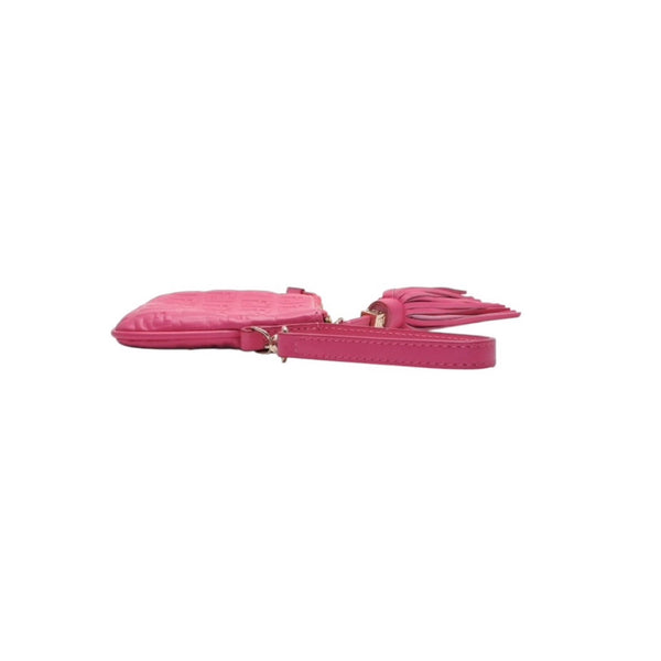 Very Good Condition FENDI Fringe Pouch Mini 8M0244 2220-BRF-108 Pink Gold Hardware Leather Used 4a001112