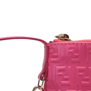 Very Good Condition FENDI Fringe Pouch Mini 8M0244 2220-BRF-108 Pink Gold Hardware Leather Used 4a001112