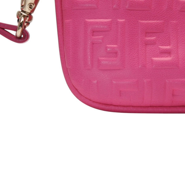 Very Good Condition FENDI Fringe Pouch Mini 8M0244 2220-BRF-108 Pink Gold Hardware Leather Used 4a001112