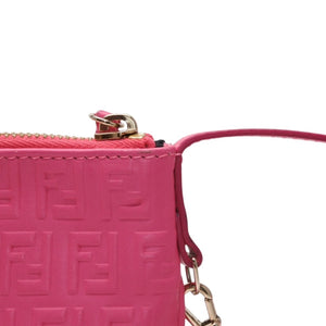 Very Good Condition FENDI Fringe Pouch Mini 8M0244 2220-BRF-108 Pink Gold Hardware Leather Used 4a001112