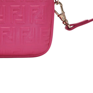 Very Good Condition FENDI Fringe Pouch Mini 8M0244 2220-BRF-108 Pink Gold Hardware Leather Used 4a001112