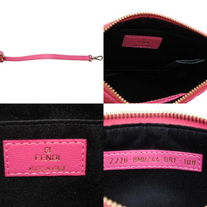 Very Good Condition FENDI Fringe Pouch Mini 8M0244 2220-BRF-108 Pink Gold Hardware Leather Used 4a001112