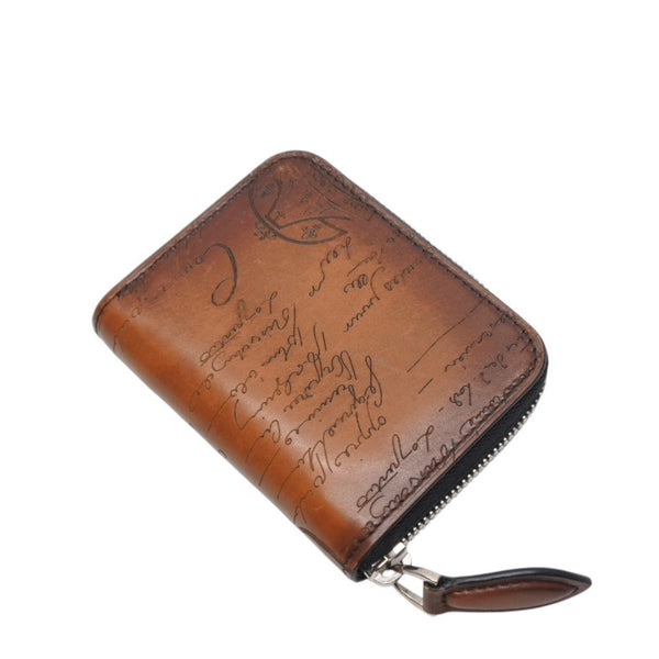 Berluti Compact Round Wallet Calligraphy FO213P Brown Made in Italy Good Condition Used 4a000798