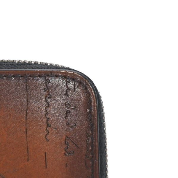 Berluti Compact Round Wallet Calligraphy FO213P Brown Made in Italy Good Condition Used 4a000798