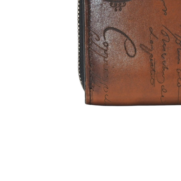 Berluti Compact Round Wallet Calligraphy FO213P Brown Made in Italy Good Condition Used 4a000798