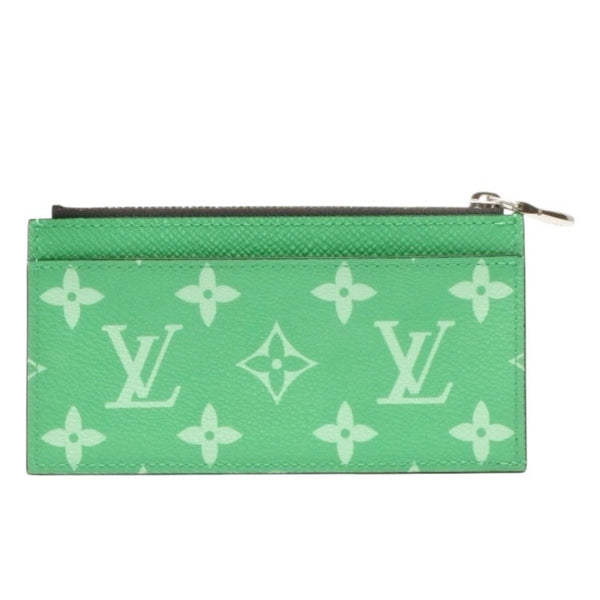 Very Good Condition LOUIS VUITTON Coin Card Holder M83102 Monogram Green Silver Hardware Used 4a001127