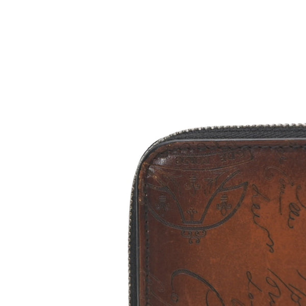 Berluti Compact Round Wallet Calligraphy FO213P Brown Made in Italy Good Condition Used 4a000798