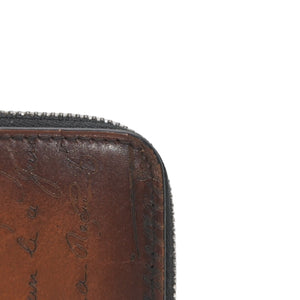 Berluti Compact Round Wallet Calligraphy FO213P Brown Made in Italy Good Condition Used 4a000798