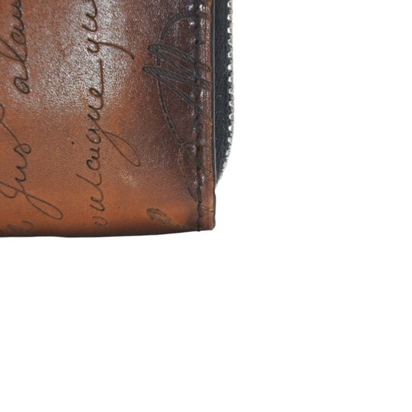 Berluti Compact Round Wallet Calligraphy FO213P Brown Made in Italy Good Condition Used 4a000798