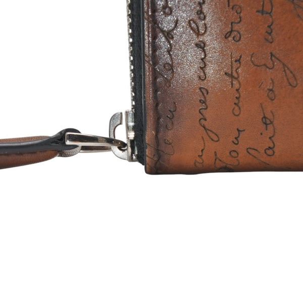 Berluti Compact Round Wallet Calligraphy FO213P Brown Made in Italy Good Condition Used 4a000798