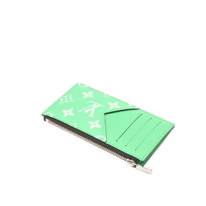 Very Good Condition LOUIS VUITTON Coin Card Holder M83102 Monogram Green Silver Hardware Used 4a001127