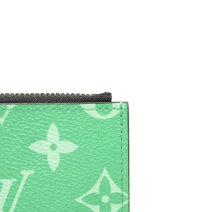Very Good Condition LOUIS VUITTON Coin Card Holder M83102 Monogram Green Silver Hardware Used 4a001127