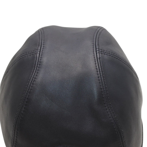 HERMES エルメス キャップ ハット サイズ59 ブラック ラムスキン アセテート 美品 中古 4a001052
