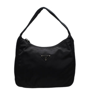 PRADA プラダ ホーボー ワンショルダーバッグ MV515 ホーボー トライアングルロゴ 三角ロゴプレート ナイロン ブラック 美品 中古 4a000738