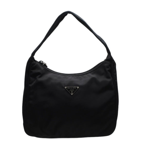 PRADA プラダ ホーボー ワンショルダーバッグ MV515 ホーボー トライアングルロゴ 三角ロゴプレート ナイロン ブラック 美品 中古 4a000738