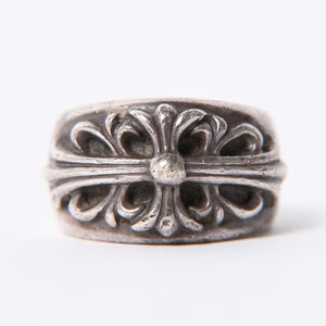 CHROME HEARTS クロムハーツ FLORAL CROSS フローラルクロス リング 指輪 重量約15.2g サイズ13.5号 スターリングシルバー 美品 中古 4a001139