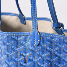 画像をギャラリービューアに読み込む, GOYARD ゴヤール サンルイ ジュニア トートバッグ ライトブルー レザー ヘリンボーン ブルー 良品 中古 4a001078