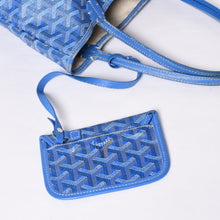 画像をギャラリービューアに読み込む, GOYARD ゴヤール サンルイ ジュニア トートバッグ ライトブルー レザー ヘリンボーン ブルー 良品 中古 4a001078