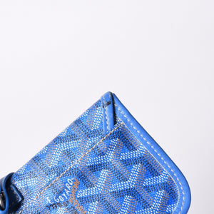GOYARD ゴヤール サンルイ ジュニア トートバッグ ライトブルー レザー ヘリンボーン ブルー 良品 中古 4a001078