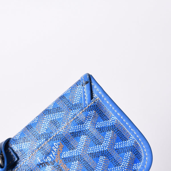 GOYARD ゴヤール サンルイ ジュニア トートバッグ ライトブルー レザー ヘリンボーン ブルー 良品 中古 4a001078