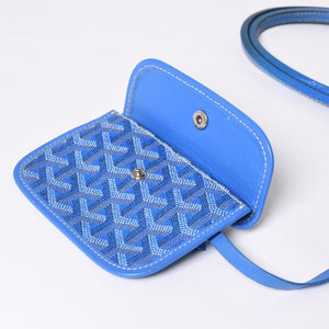 GOYARD ゴヤール サンルイ ジュニア トートバッグ ライトブルー レザー ヘリンボーン ブルー 良品 中古 4a001078