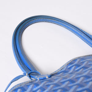 GOYARD ゴヤール サンルイ ジュニア トートバッグ ライトブルー レザー ヘリンボーン ブルー 良品 中古 4a001078