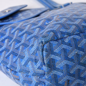 GOYARD ゴヤール サンルイ ジュニア トートバッグ ライトブルー レザー ヘリンボーン ブルー 良品 中古 4a001078