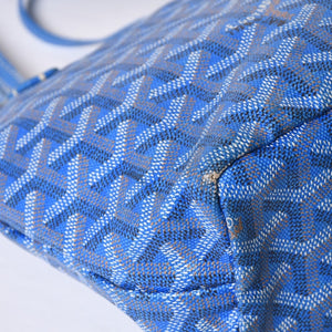 GOYARD ゴヤール サンルイ ジュニア トートバッグ ライトブルー レザー ヘリンボーン ブルー 良品 中古 4a001078