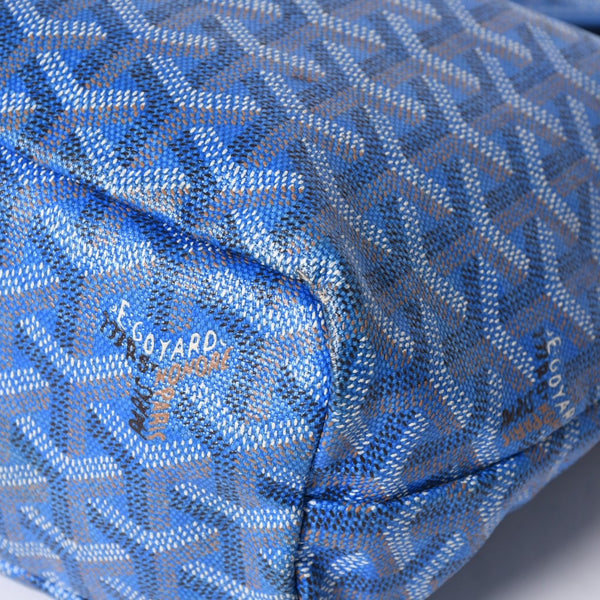 GOYARD ゴヤール サンルイ ジュニア トートバッグ ライトブルー レザー ヘリンボーン ブルー 良品 中古 4a001078