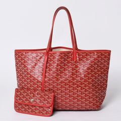 GOYARD ゴヤール サンルイPM トートバッグ ショルダーバッグ ショルダートート ポーチ付き レザー赤 レッド 美品 中古 4a001077