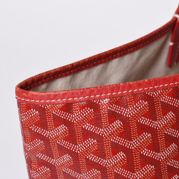 GOYARD ゴヤール サンルイPM トートバッグ ショルダーバッグ ショルダートート ポーチ付き レザー赤 レッド 美品 中古 4a001077