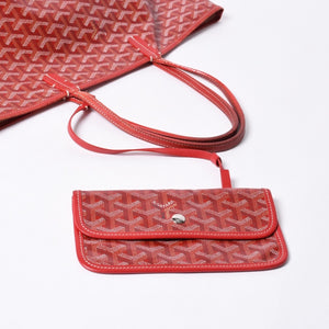 GOYARD ゴヤール サンルイPM トートバッグ ショルダーバッグ ショルダートート ポーチ付き レザー赤 レッド 美品 中古 4a001077