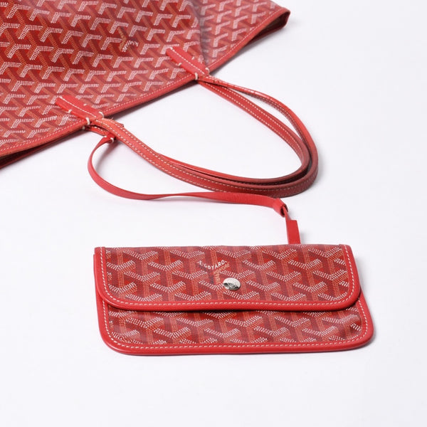 GOYARD ゴヤール サンルイPM トートバッグ ショルダーバッグ ショルダートート ポーチ付き レザー赤 レッド 美品 中古 4a001077