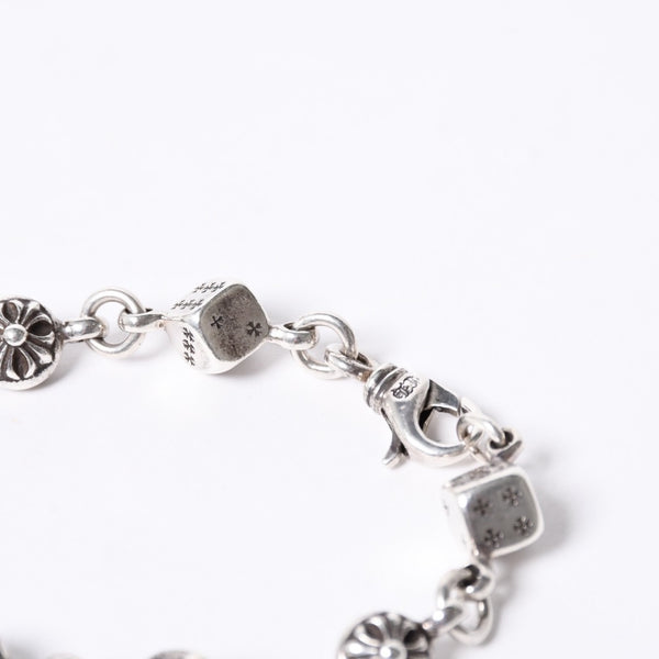 極美品 CHROME HEARTS クロムハーツ ダイス&クロスボール ブレスレット 9リンク 重量約40g 全長約20cm シルバ−925 中古 4a001134
