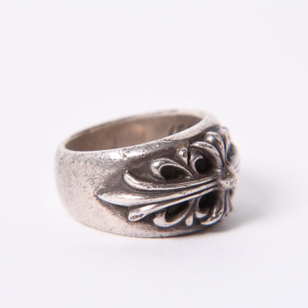 CHROME HEARTS クロムハーツ FLORAL CROSS フローラルクロス リング 指輪 重量約15.2g サイズ13.5号 スターリングシルバー 美品 中古 4a001139