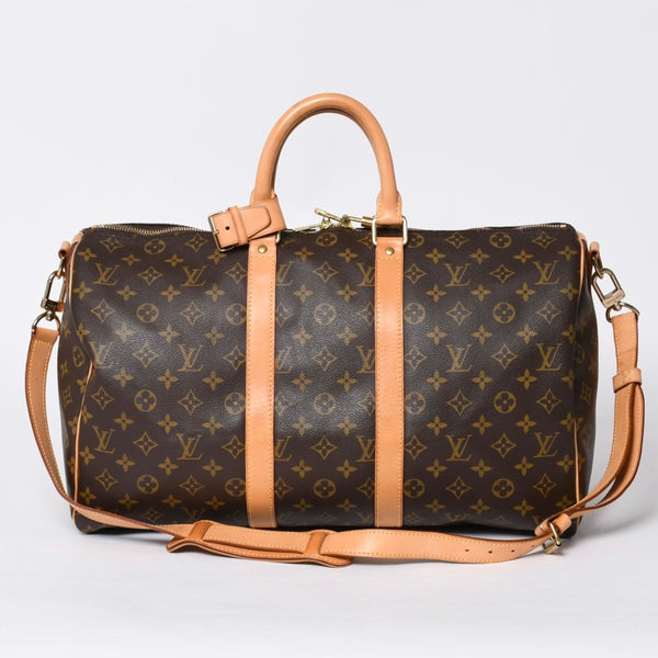 Very good condition LOUIS VUITTON Boston bag Keepall Bandouliere 45 Monogram M41418 Brown Gold hardware Used 4a000882